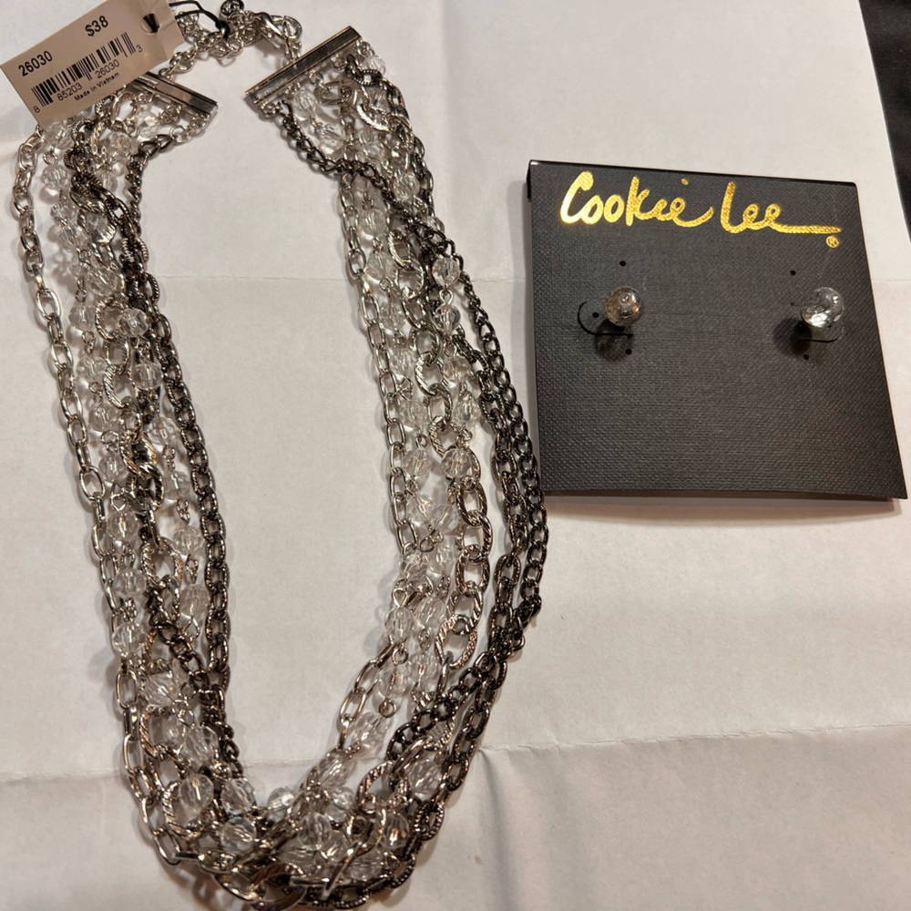 Cookie Lee- multi chain necklace and earrings